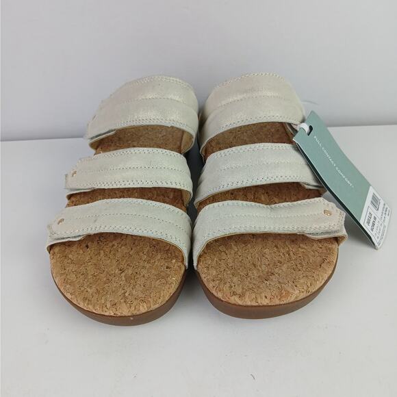 Revitalign Orthotic Shimmer Suede Slide Sandals Oasis Oatmeal NWT - Picture 6 of 8